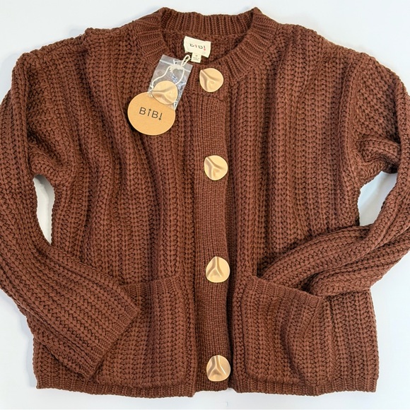 Cozy Chunky Knit Brown Cardigan – Fall Layering | BiBi | Medium - Picture 2 of 9